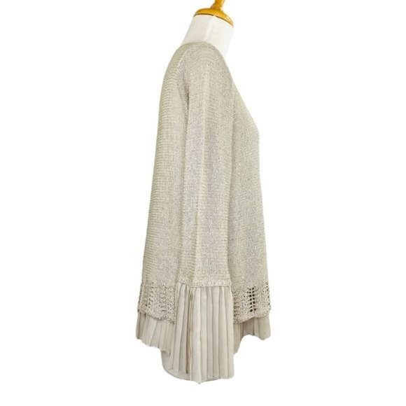 Anthropologie Sioni Studio Sequined Sweater Layered Bell Pleated Sleeves Size S - Picture 4 of 11